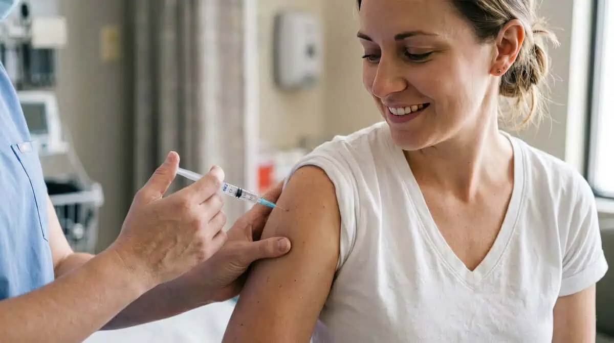 Patient receiving peptide therapy injection to support recovery energy and healthy aging at Enhanced Wellness in Albuquerque